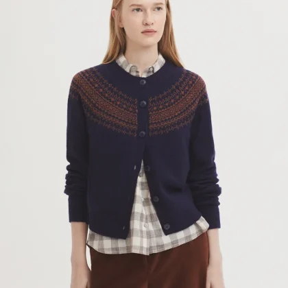 Cardigan jacquard greca