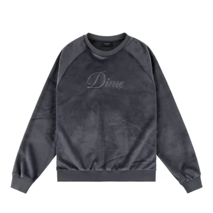 Cursive Velvet Crewneck (Smoke)