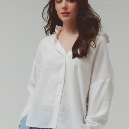 Camicia taglio over color bianco osso
