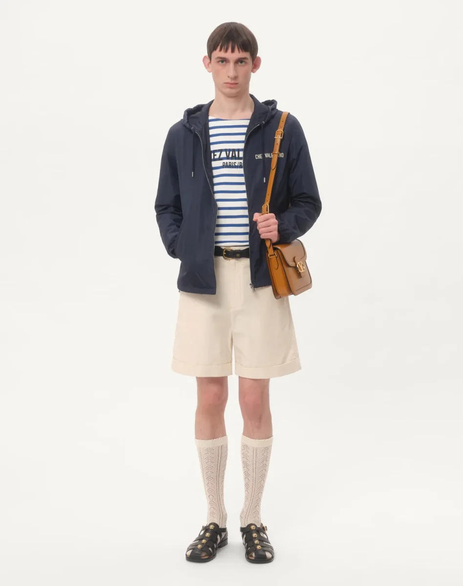 Giacca A Vento Con Cappuccio In Nylon Con Stampa Chez Valentino - immagine 3