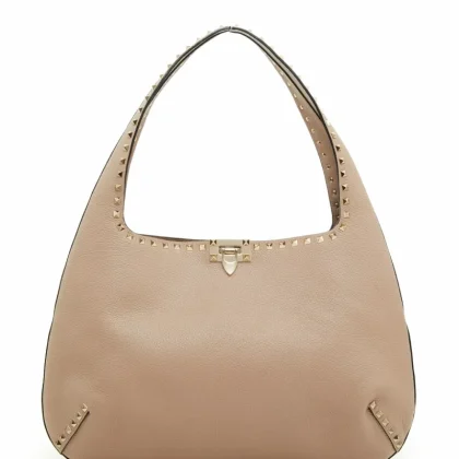 BORSA HOBO PICCOLA ROCKSTUD IN VITELLO GRANATO