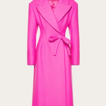 Cappotto Lungo In Diagonal Double Wool Con Dettaglio Fiocco