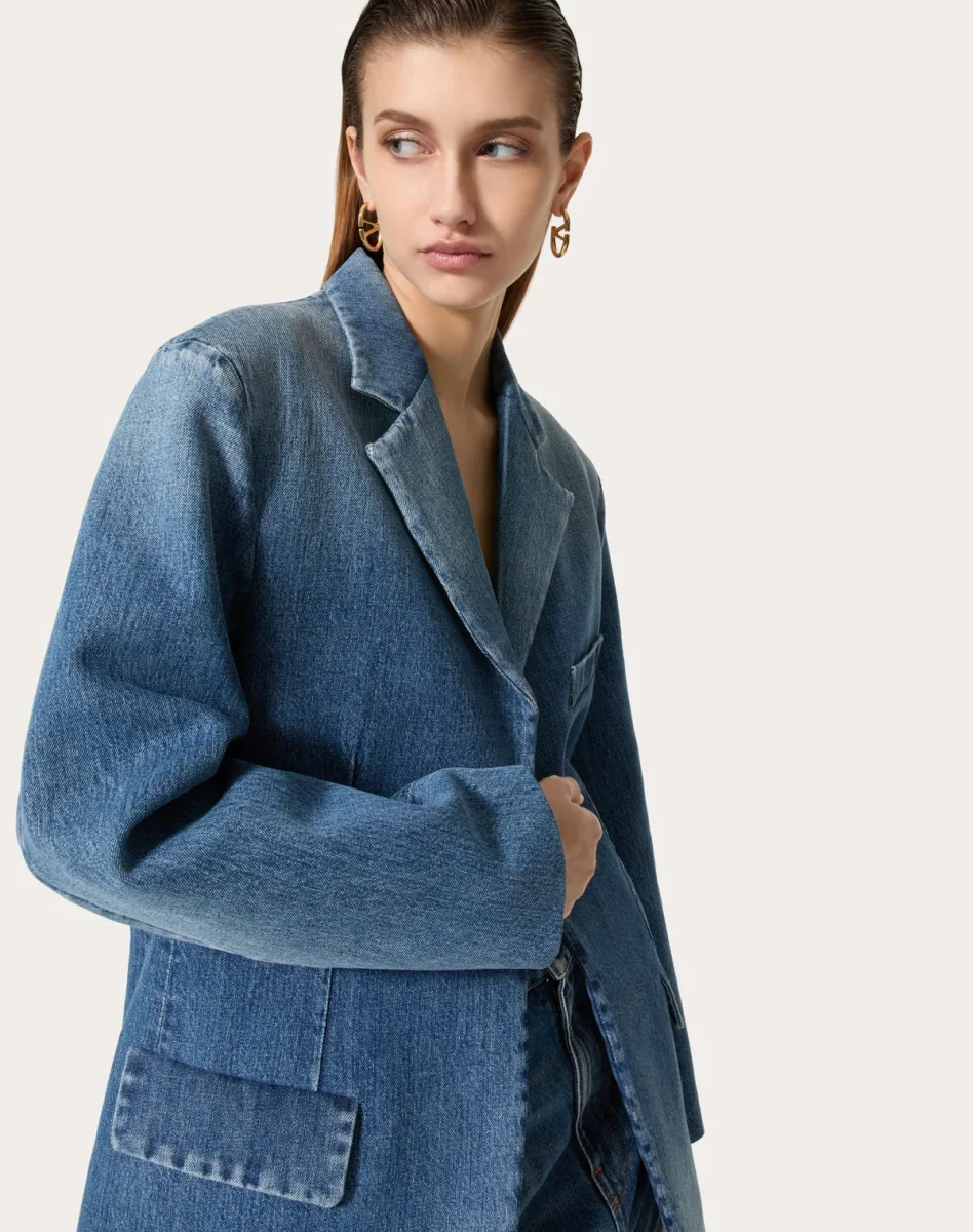 Giacca In Medium Blue Denim - immagine 8