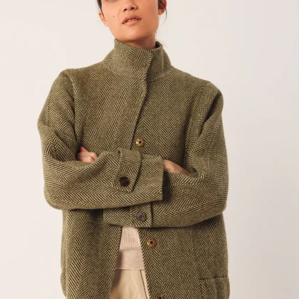 Bomber stile cappotto corto spigato