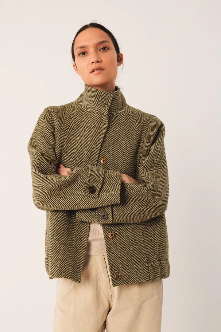 Bomber stile cappotto corto spigato