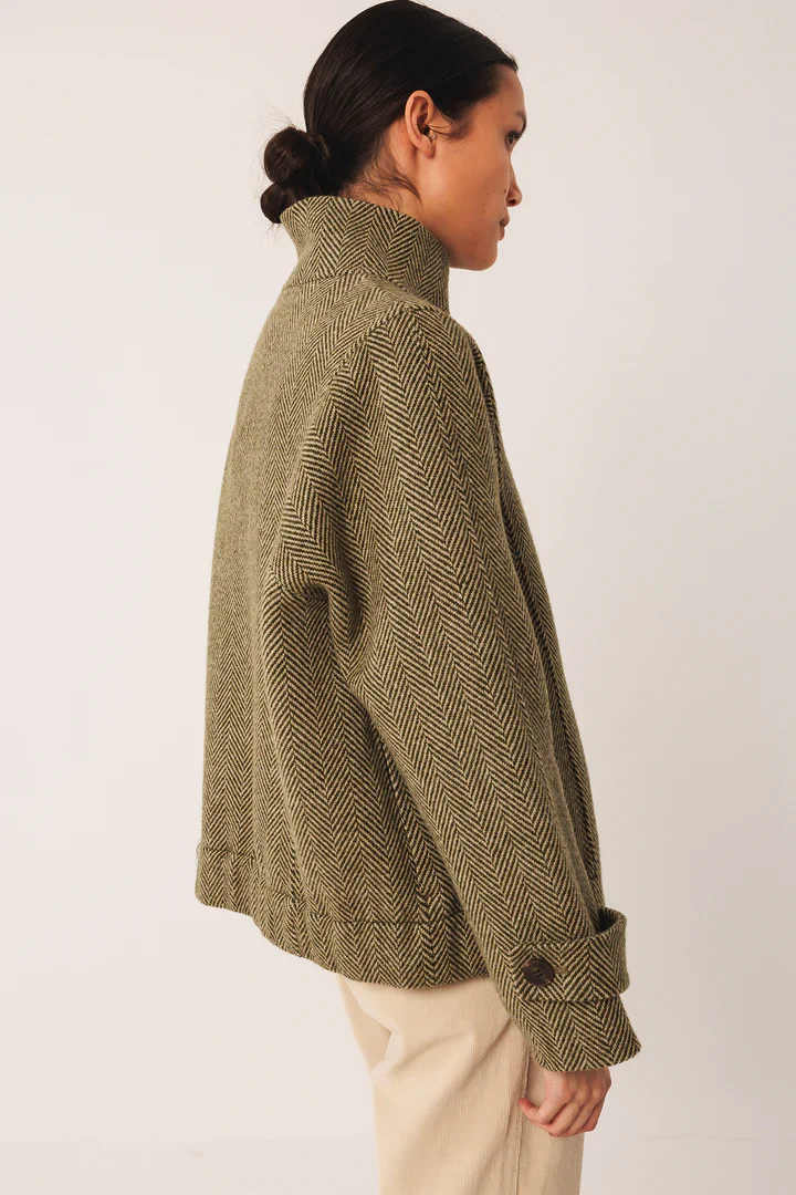 Bomber stile cappotto corto spigato - immagine 5
