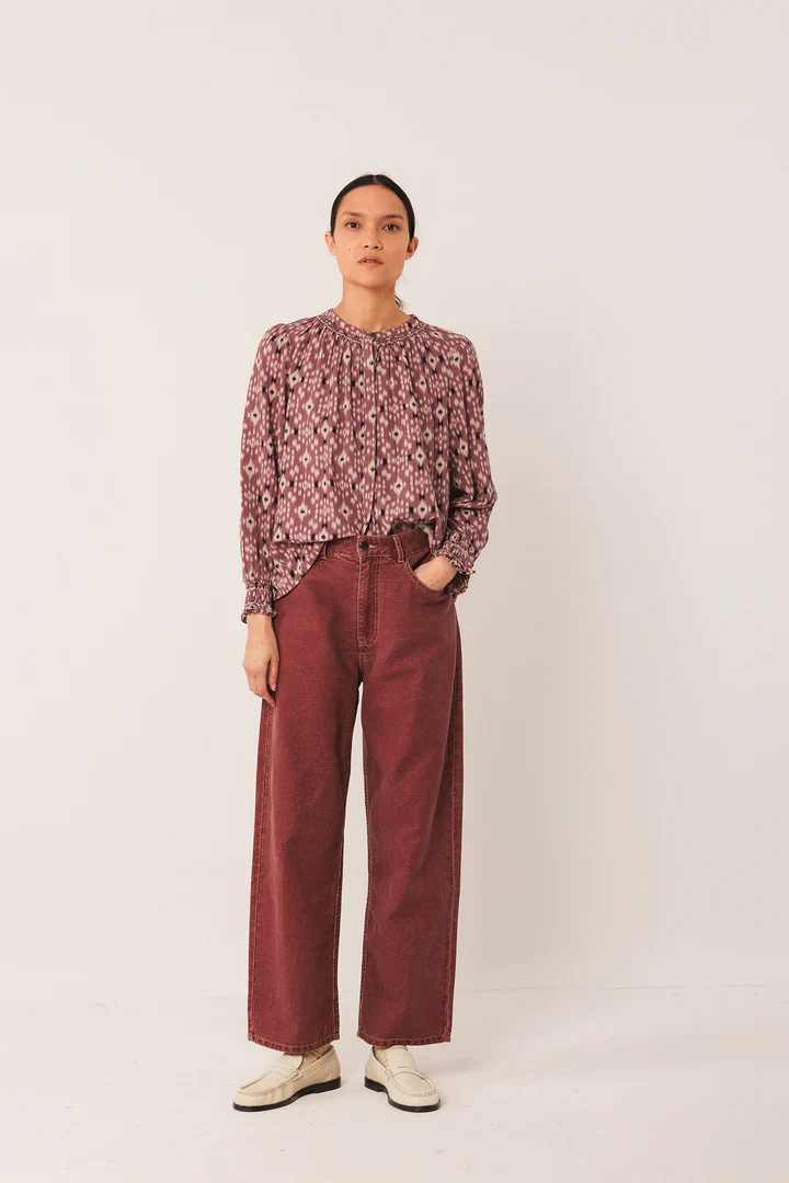 Camicia collo coreana ikat print - immagine 3