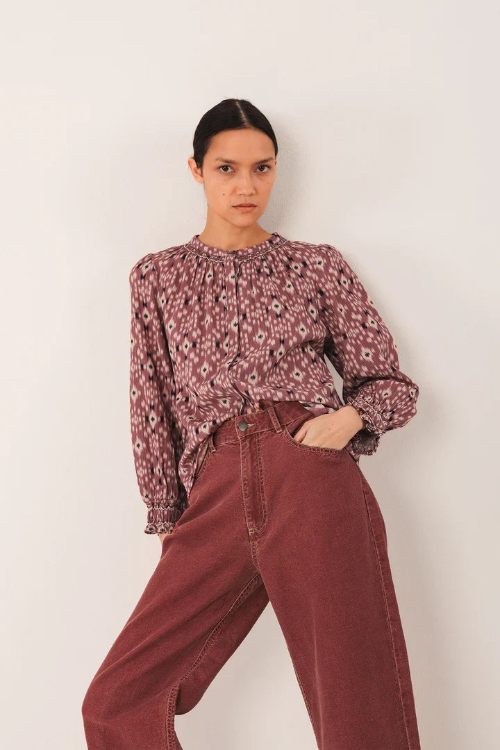 Camicia collo coreana ikat print - immagine 4